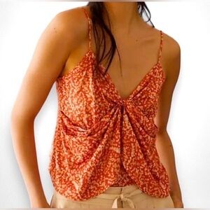 Anthropologie Twist Cami - Orange Motif‎ Sz Small